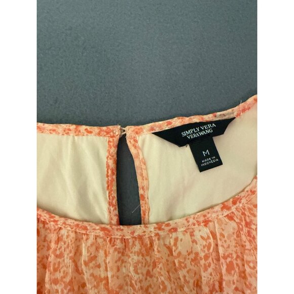 Simply Vera Vera Wang Womens Orange Ruffle Sleeve Blouse Medium Lightweight Shee - Picture 7 of 9
